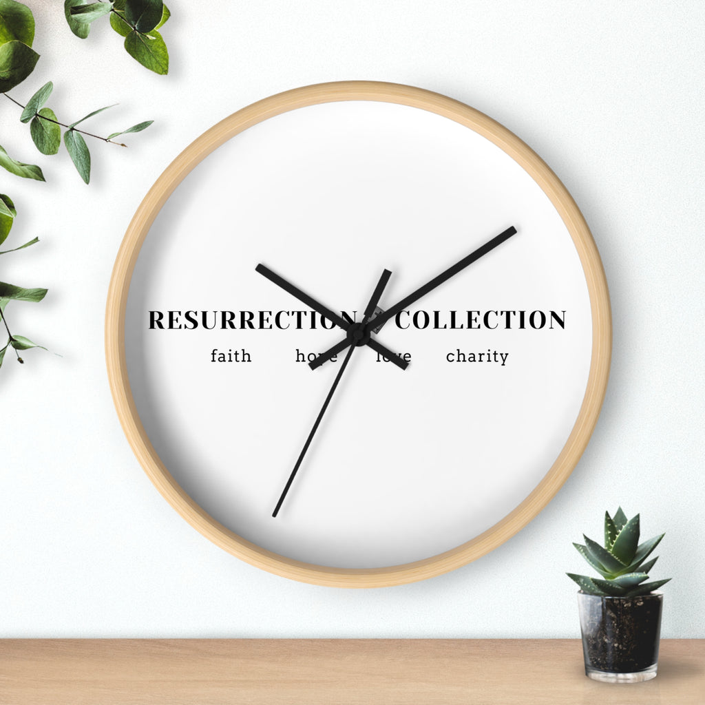 Resurrection Collection Wall Clock — Faith Hope Love Charity Minimalist Decor