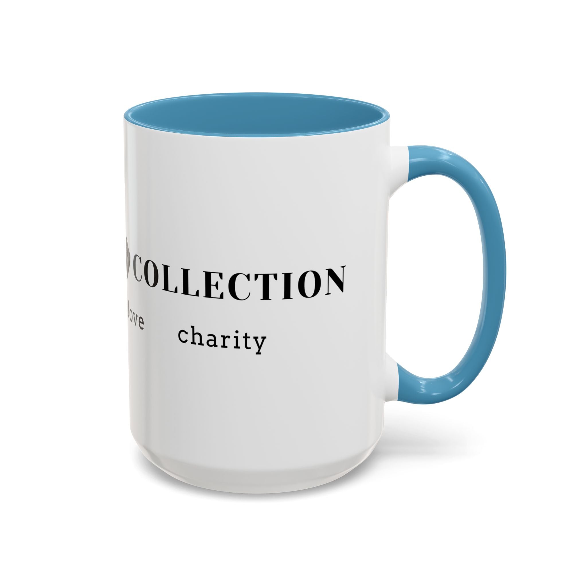 Faith Collection Accent Coffee Mug — Hope, Love, Charity Black-Trim Ceramic Mug