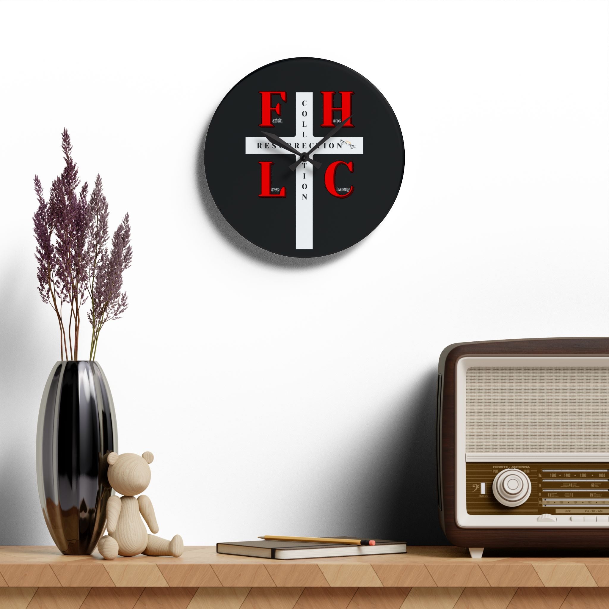 Resurrection Collection Cross Acrylic Wall Clock — Faith-Inspired Home Décor