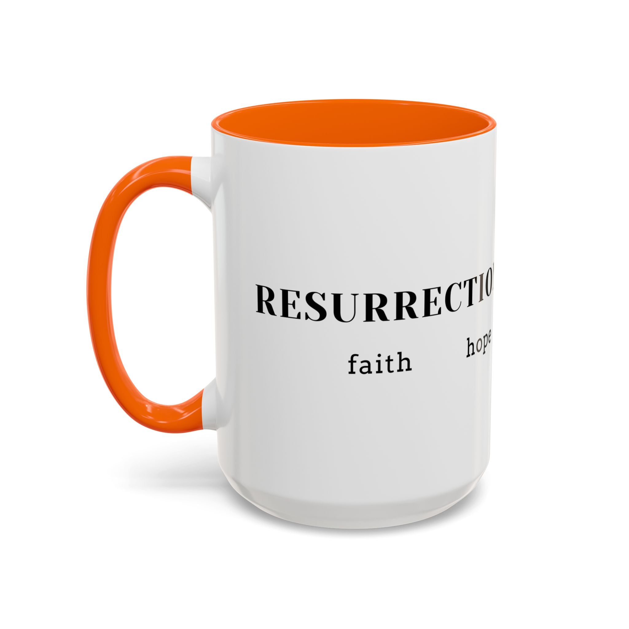 Faith Collection Accent Coffee Mug — Hope, Love, Charity Black-Trim Ceramic Mug