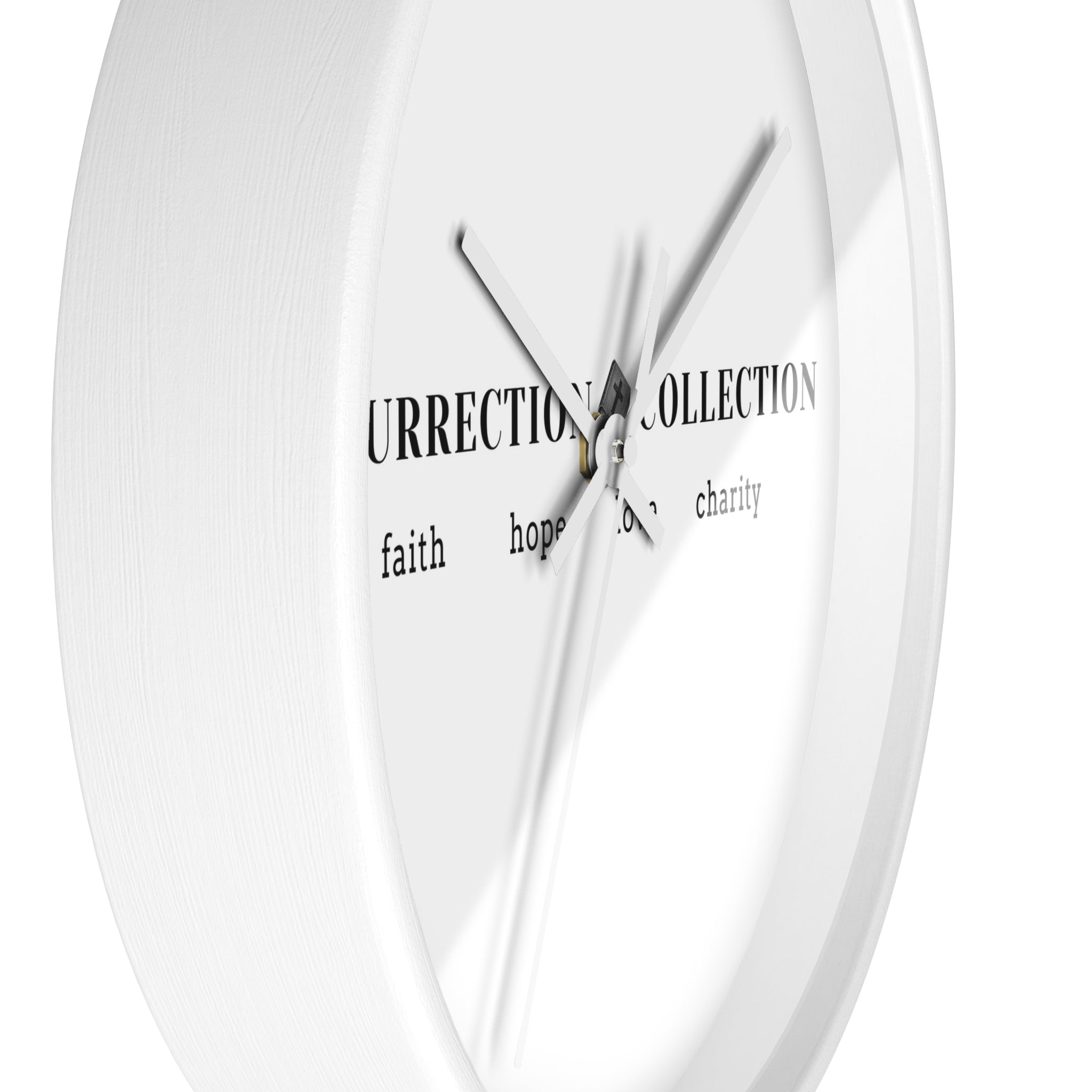Resurrection Collection Wall Clock — Faith Hope Love Charity Minimalist Decor