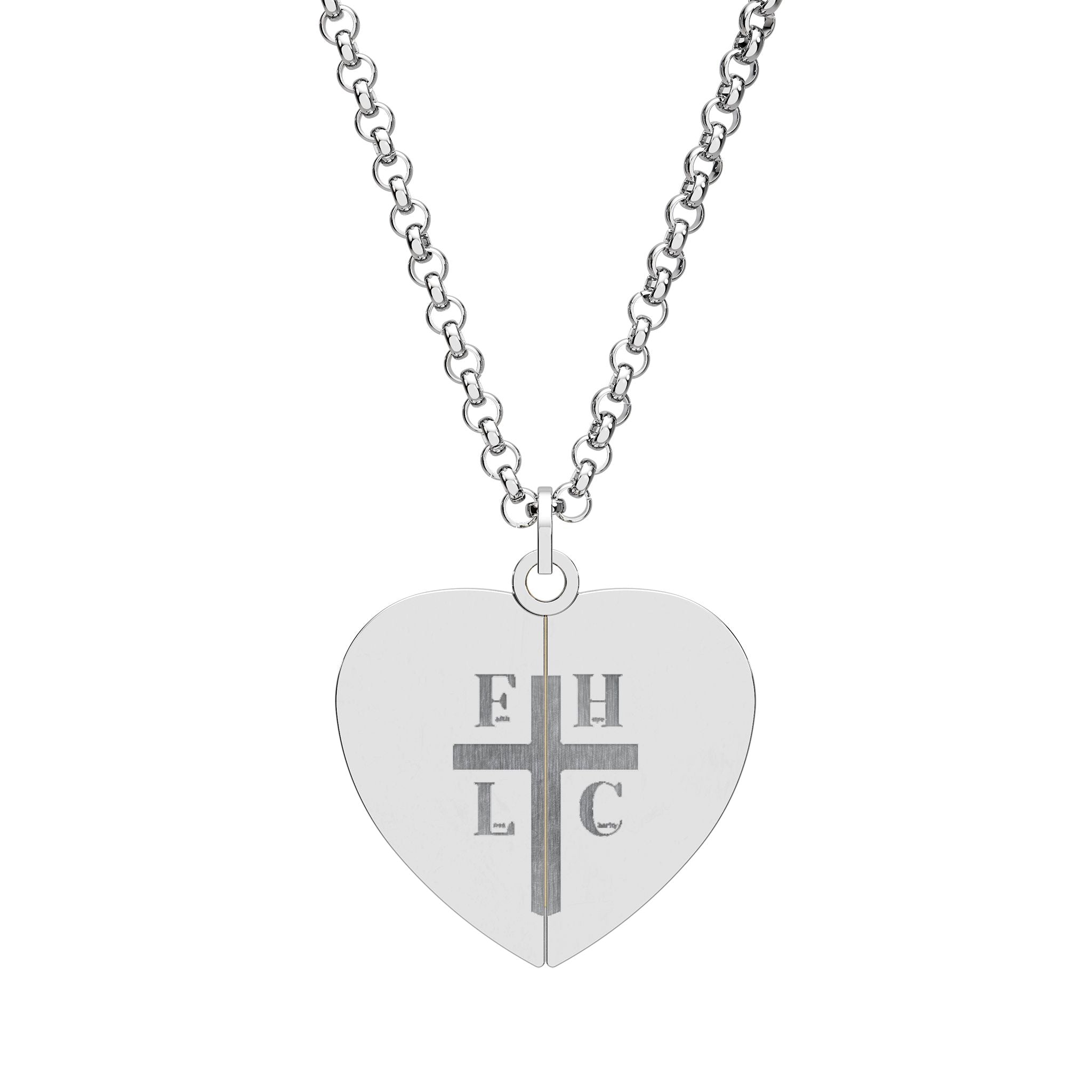 Hidden Message Engraved Heart Necklace — Secret Split Locket with Cross & Initials