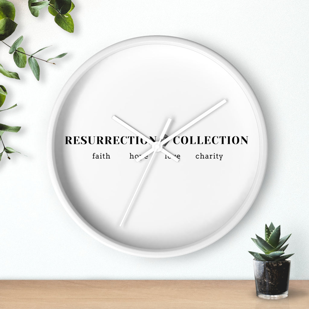 Resurrection Collection Wall Clock — Faith Hope Love Charity Minimalist Decor