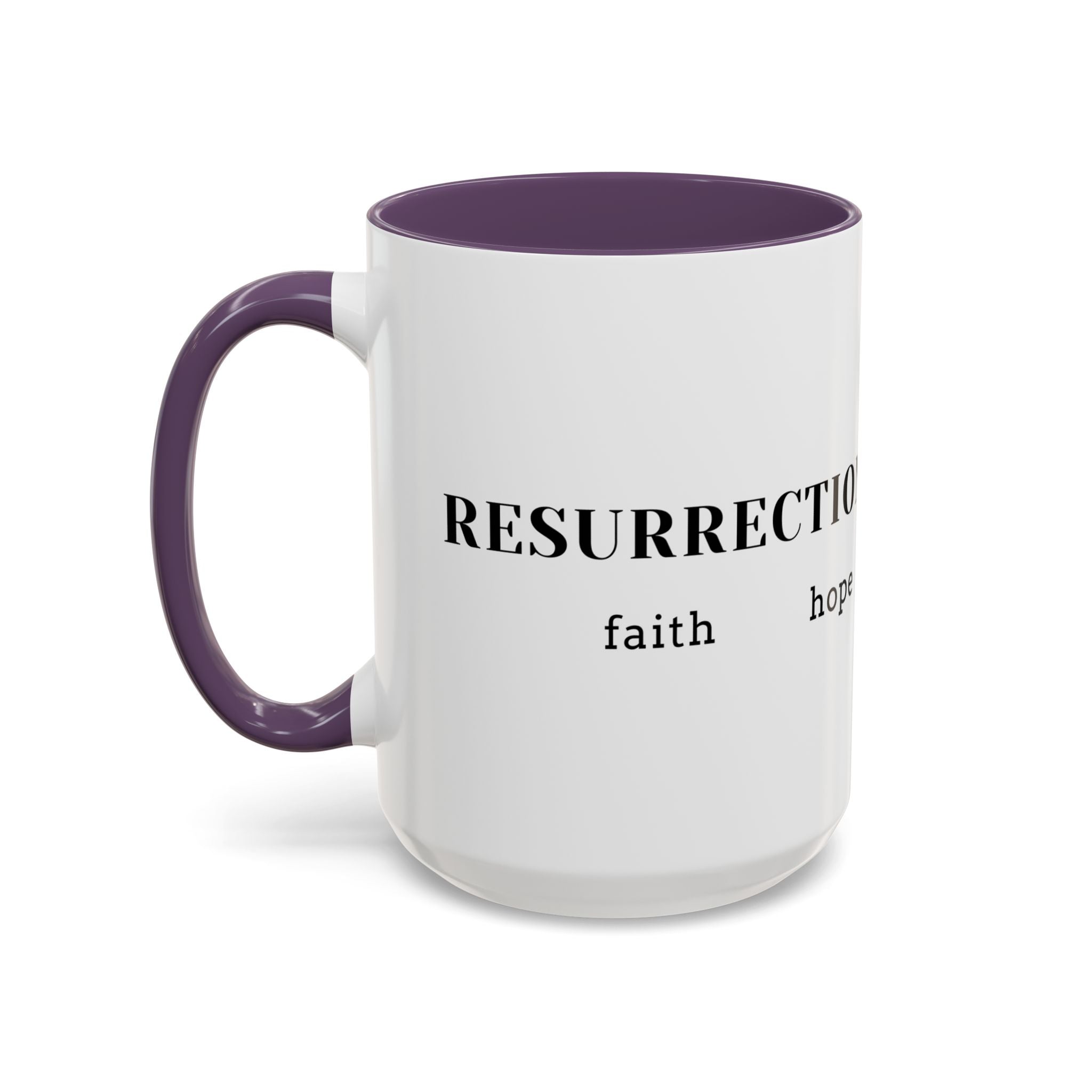 Faith Collection Accent Coffee Mug — Hope, Love, Charity Black-Trim Ceramic Mug