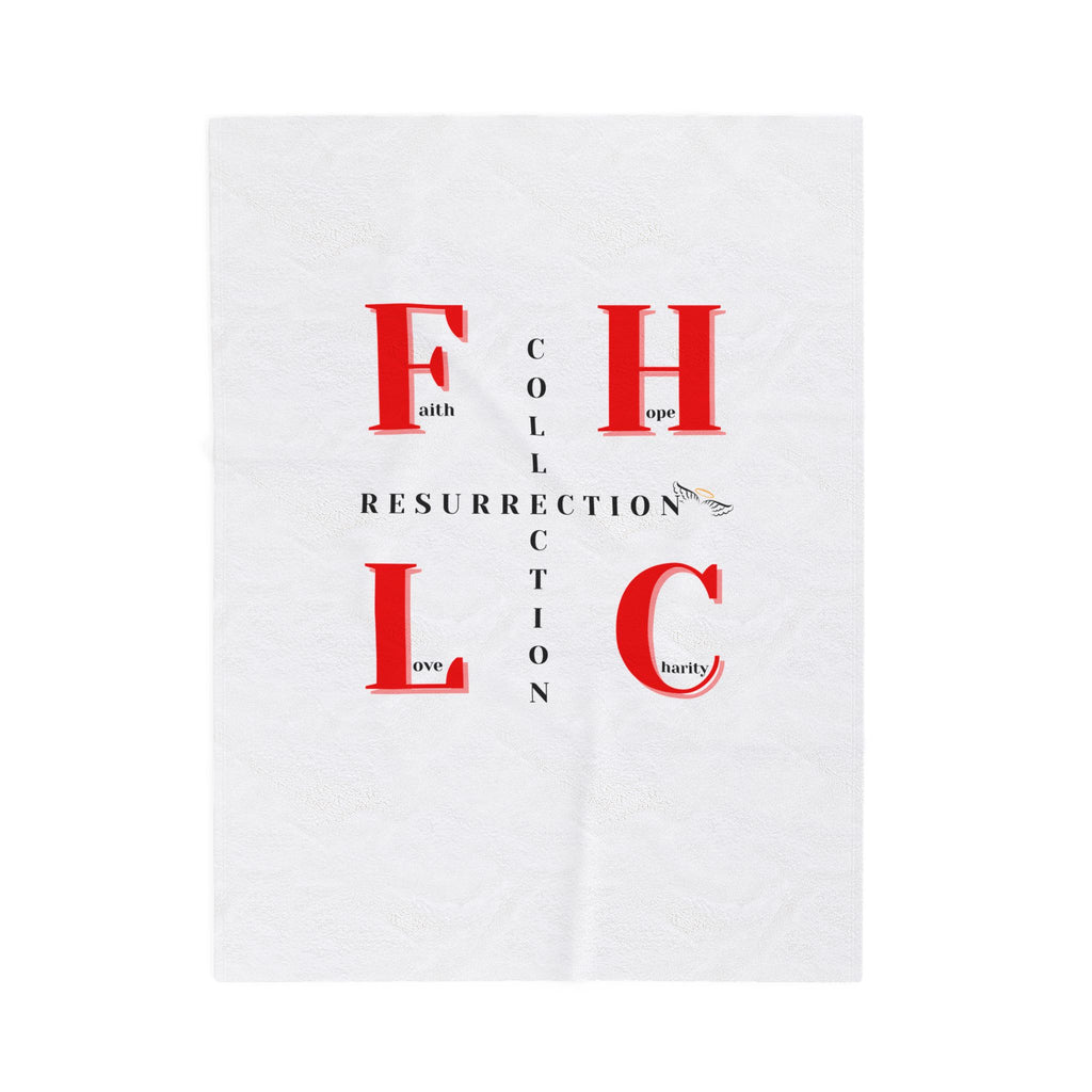 Resurrection Collection Velveteen Plush Blanket — Faith, Hope, Love Design
