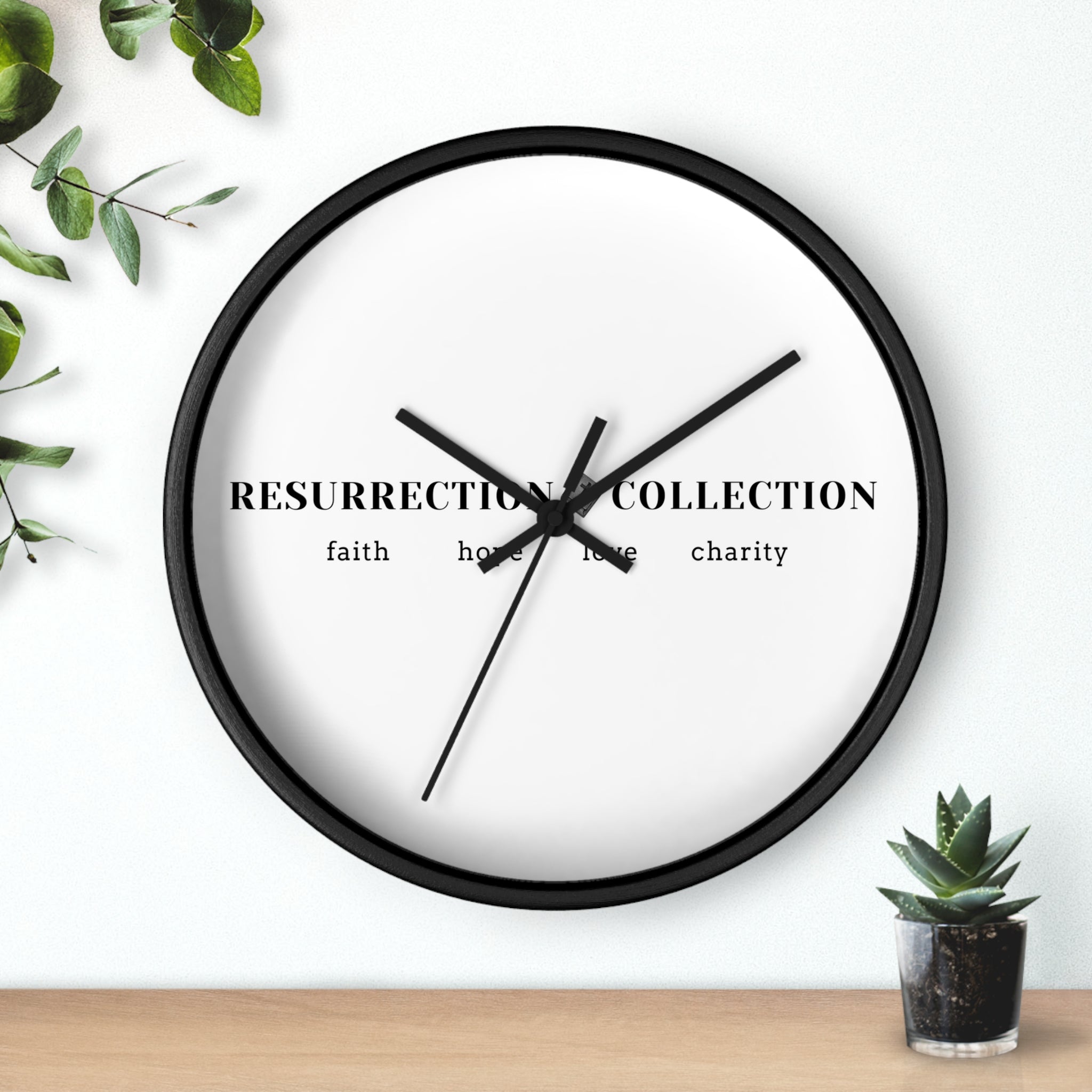 Resurrection Collection Wall Clock — Faith Hope Love Charity Minimalist Decor