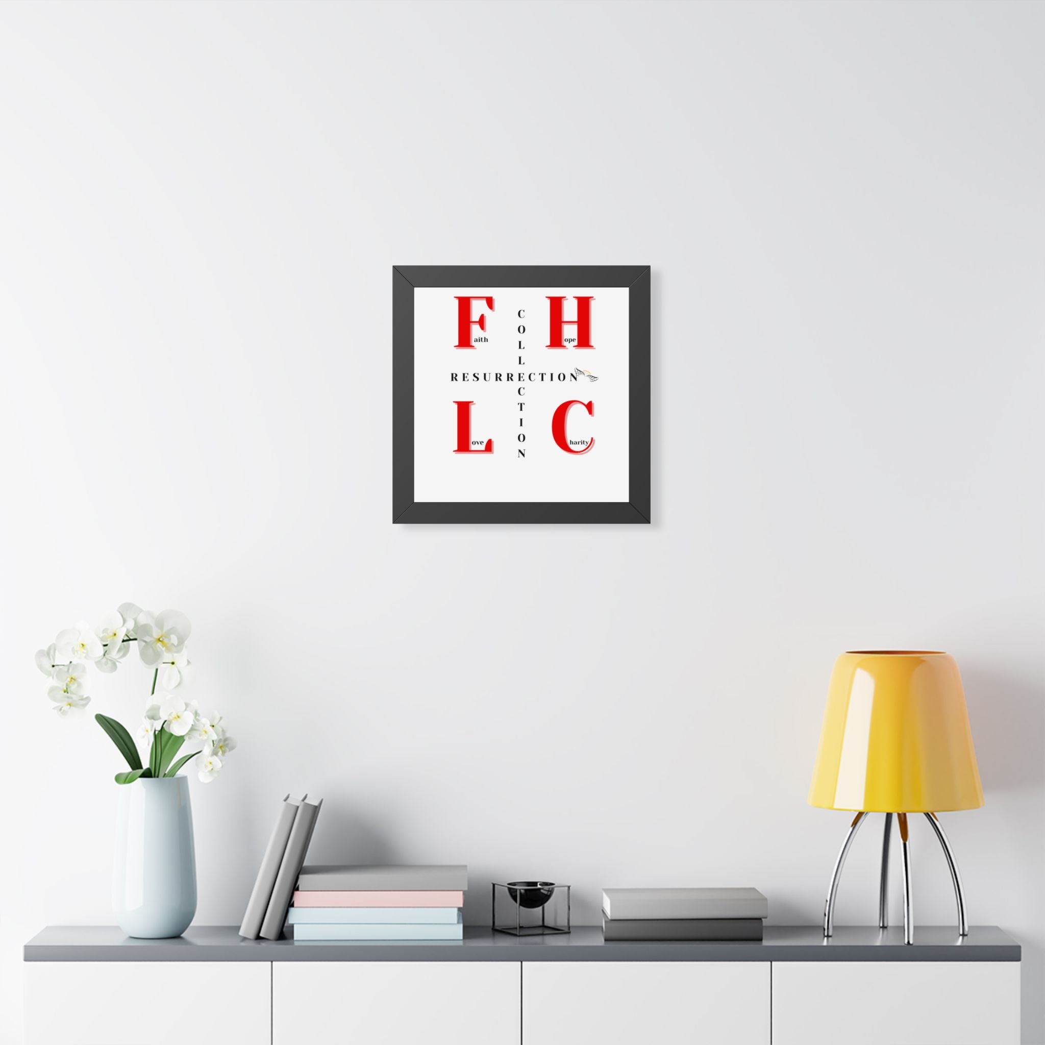 Resurrection Collection Framed Poster — Faith Hope Love Charity Vertical Art