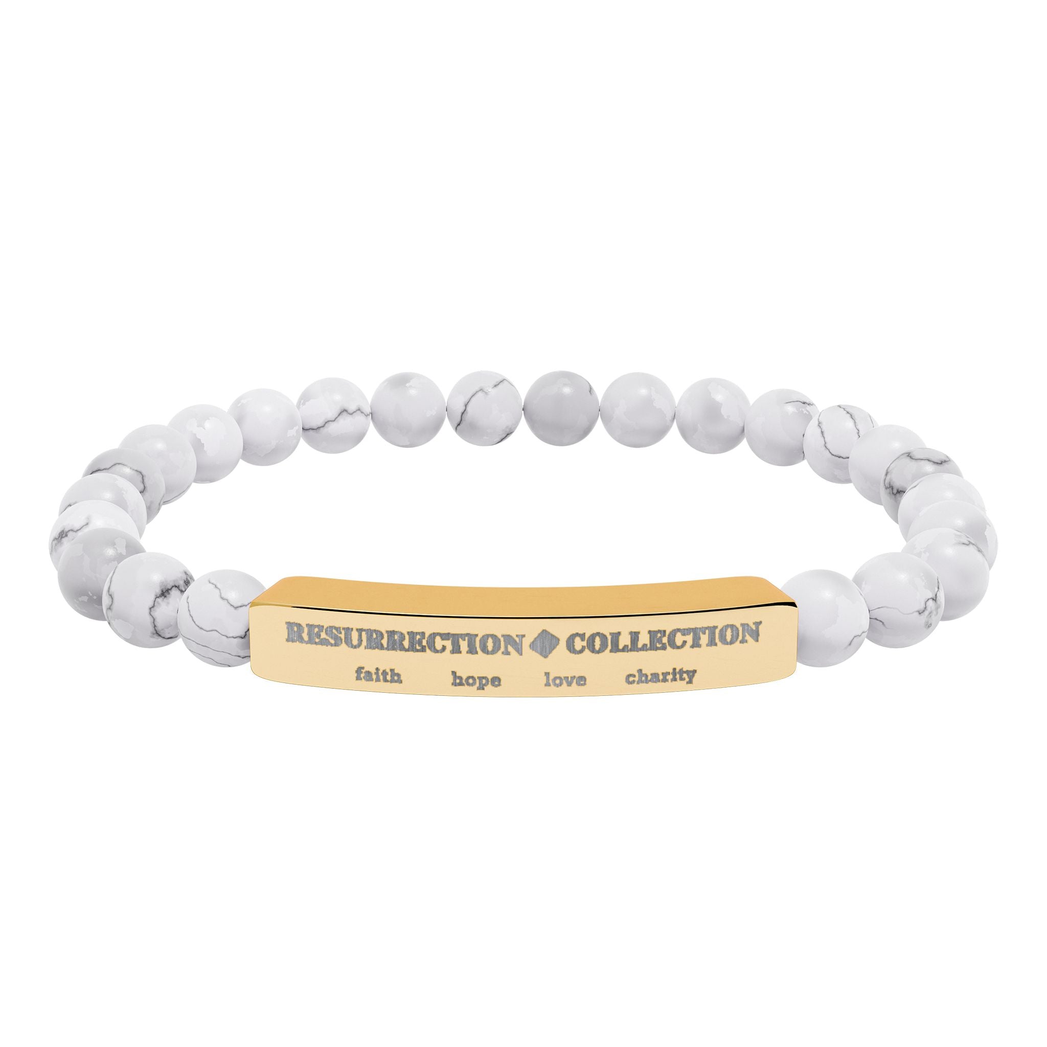 Natural Stone Stretch Bar Bracelet (Engraving)