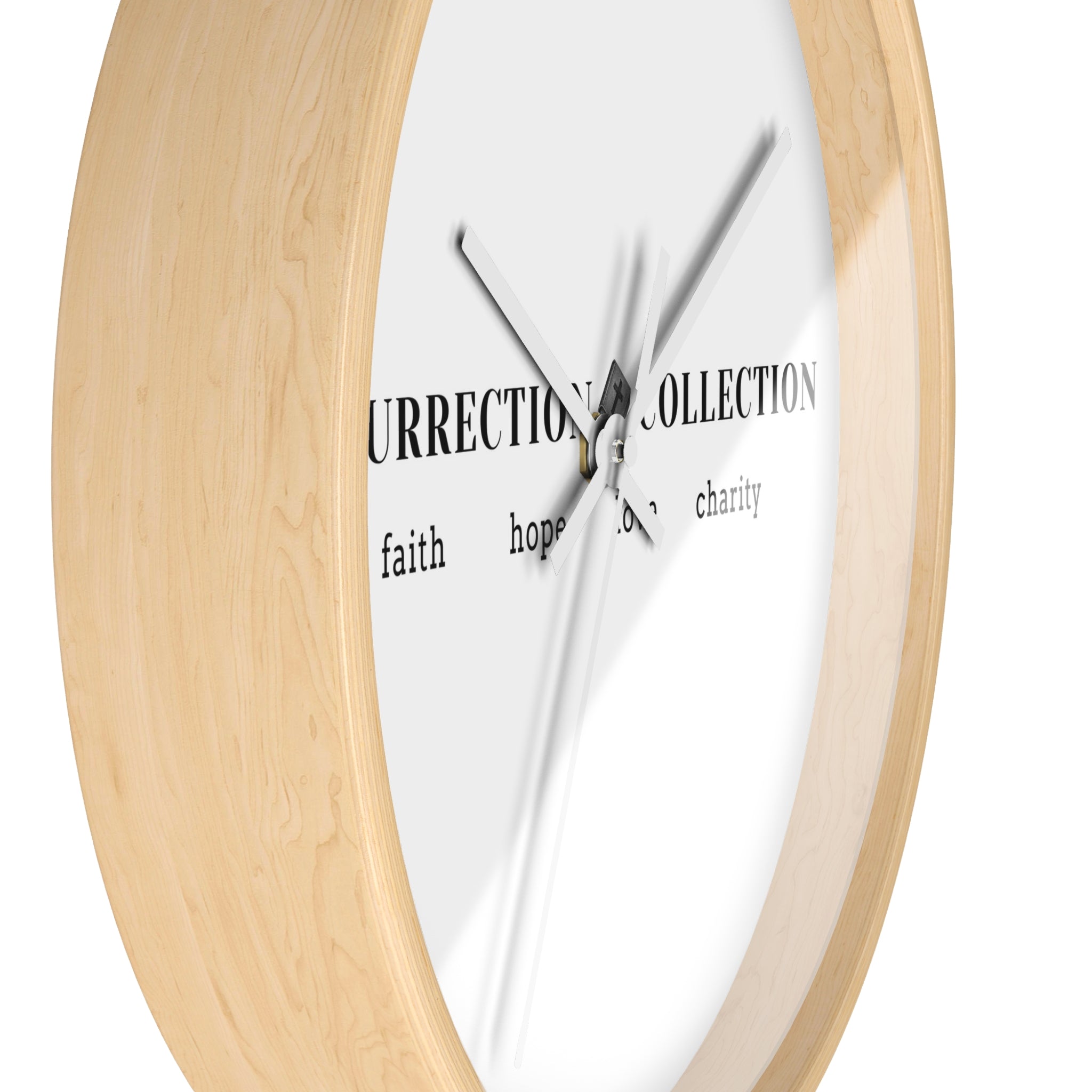 Resurrection Collection Wall Clock — Faith Hope Love Charity Minimalist Decor